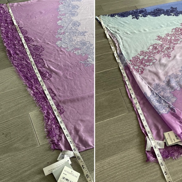 NWT NORDSTROM PURPLE REGENCY LACE PRINT SILK BLEND SCARF WRAP BEACH COVERUP O/S - Picture 12 of 12